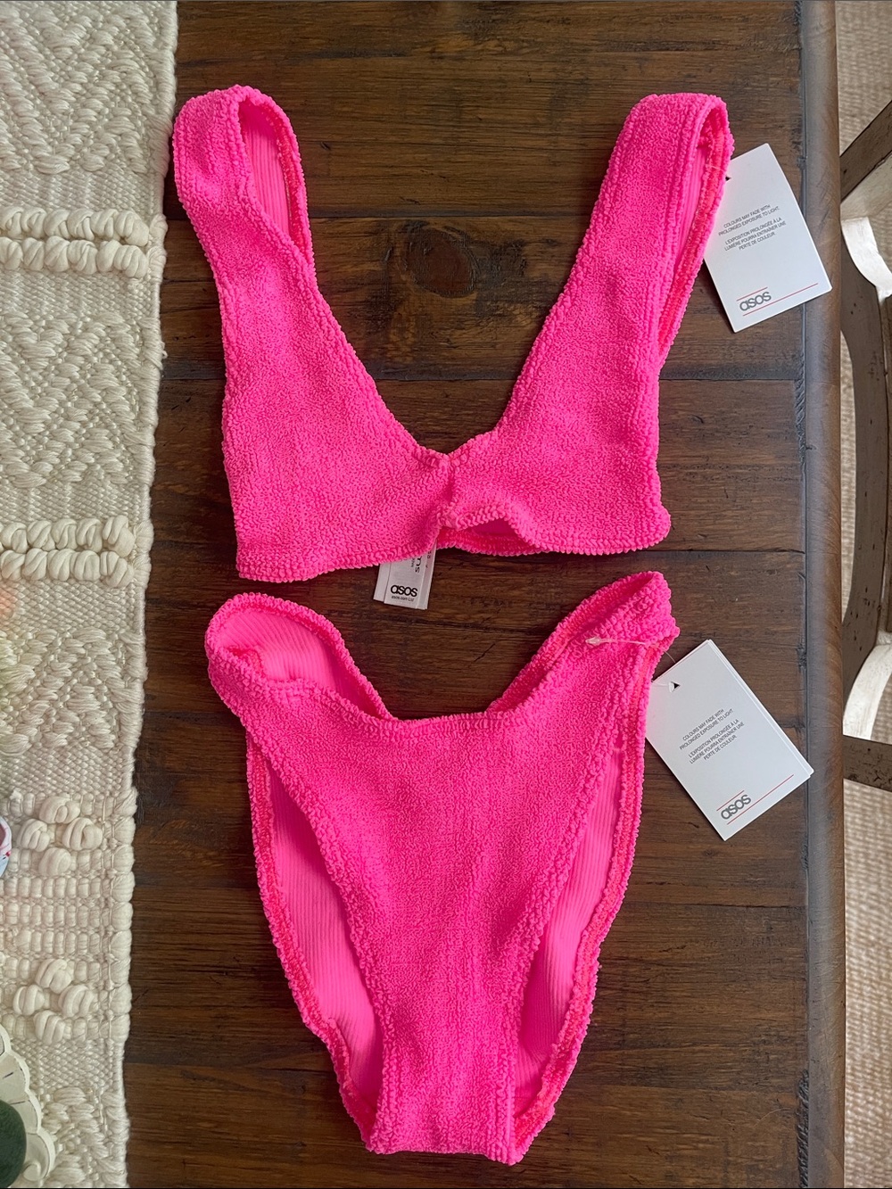 ASOS Neon Pink Textured Bikini Set